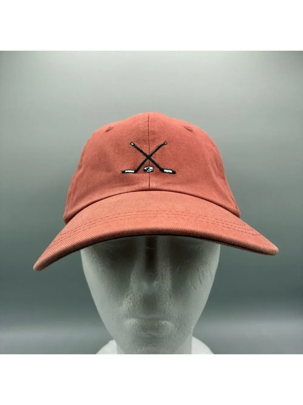 J.Crew Cross Hockey Sticks Puck Adult Strap Washed Red Hat
